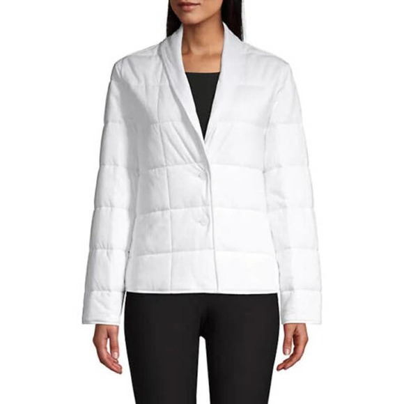 Eileen Fisher Jacket XXS White Quilted Puffer Long Sleeve Button Up - Picture 3 of 10